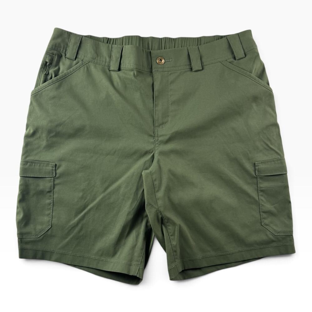 Duluth Trading Womens 16 Cargo Shorts Green Stretch Nylon Hiking Utility